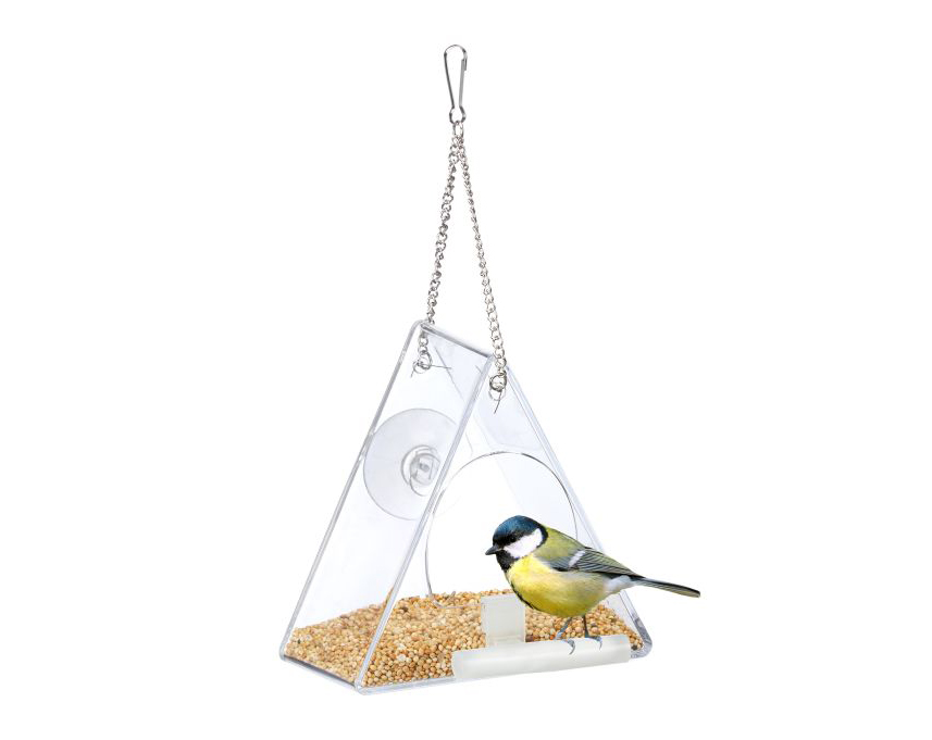 Vogelfutterhaus fürs Fenster, dreieckig Vogelfutterhaus fürs Fenster, dreieckig