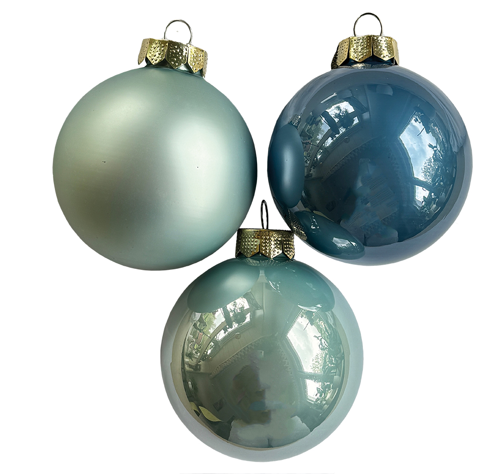 Christbaumschmuck, Kugel-Set 12 Stk., silber-blau, Glas Christbaumschmuck, Kugel-Set 12 Stk., silber-blau, Glas