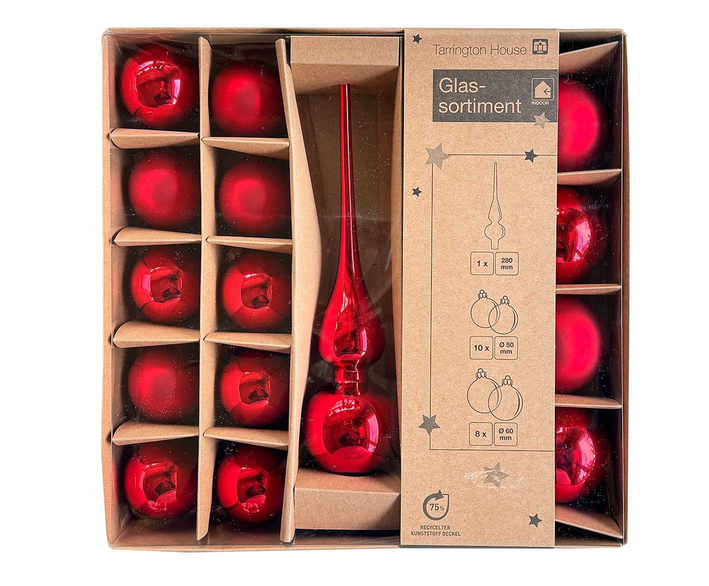 Christbaumschmuck, Kugel-Set 19 Stk., Rot, Glas Christbaumschmuck, Kugel-Set 19 Stk., Rot, Glas