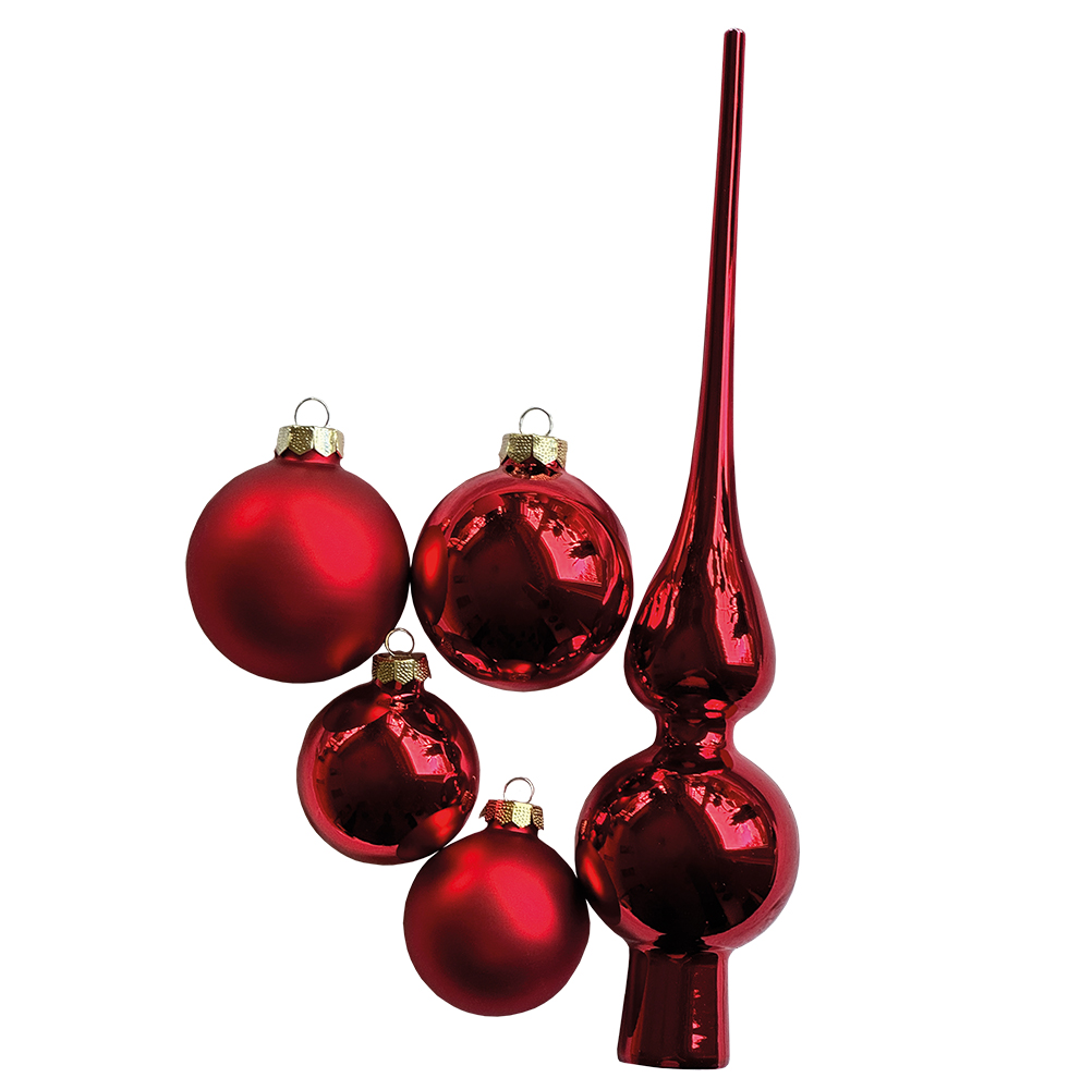Christbaumschmuck, Kugel-Set 19 Stk., Rot, Glas