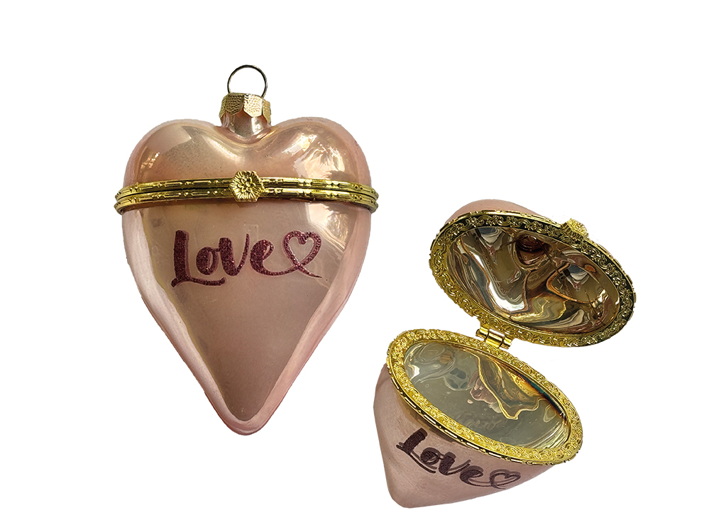 Christbaumschmuck, Geschenk-Herz, aufklappbar Christbaumschmuck, Geschenk-Herz, aufklappbar
