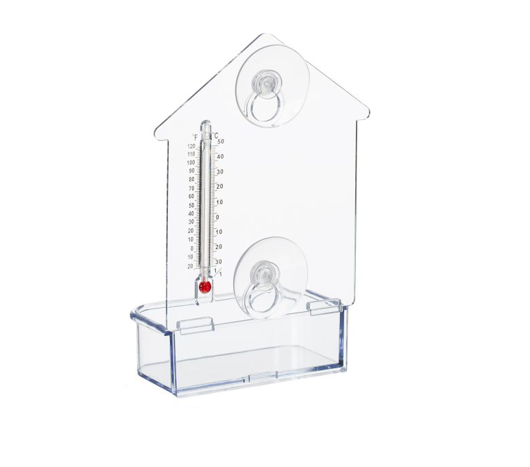 Vogelfutterhaus fürs Fenster, mit Thermometer Vogelfutterhaus fürs Fenster, mit Thermometer