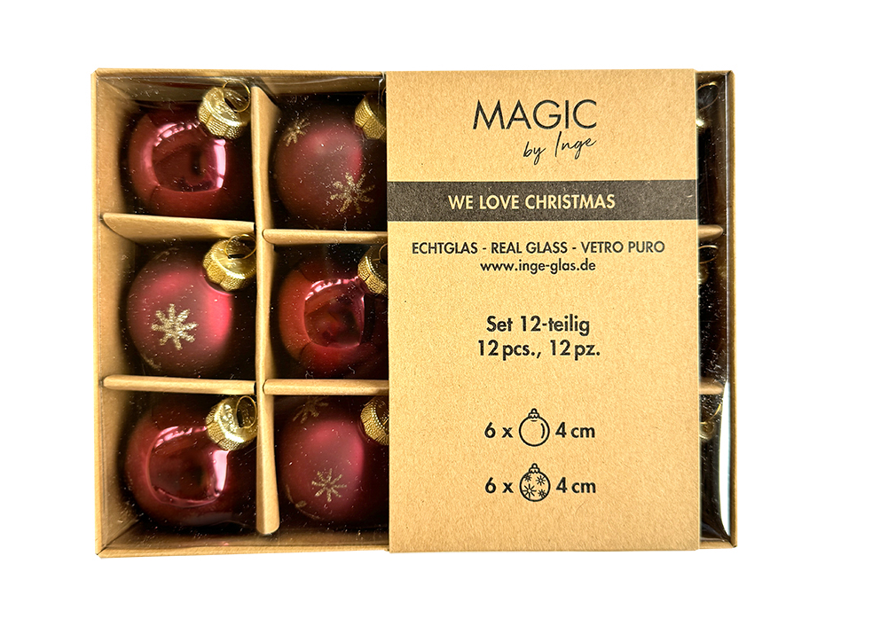 Christbaumschmuck, Kugel-Set 12 Stk., Purpur-Rot Christbaumschmuck, Kugel-Set 12 Stk., Purpur-Rot