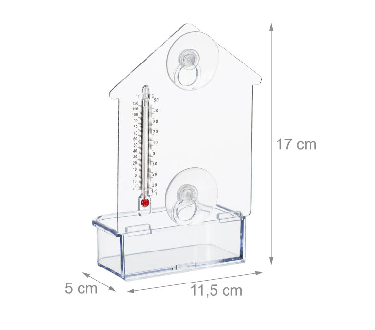 Vogelfutterhaus fürs Fenster, mit Thermometer