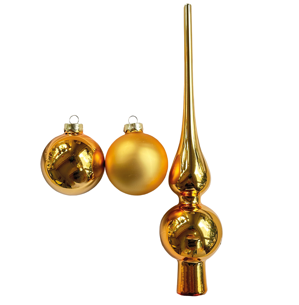 Christbaumschmuck, Kugel-Set 19 Stk., Gold, Glas Christbaumschmuck, Kugel-Set 19 Stk., Gold, Glas