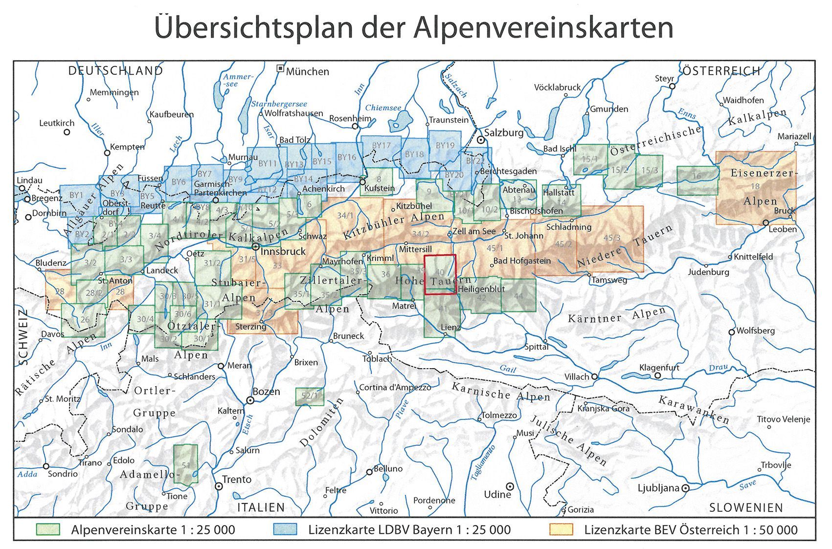 Alpenvereinskarte 40, Glocknergruppe 1:25.000 Alpenvereinskarte 40, Glocknergruppe 1:25.000