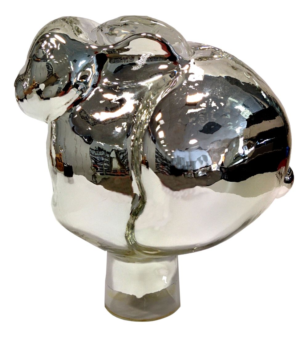Rosenkugel 14 cm, "Hase", Glas, Sterlingsilber verspiegelt Rosenkugel 14 cm, "Hase", Glas, Sterlingsilber verspiegelt