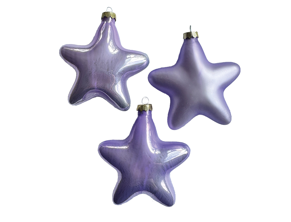 Christbaumschmuck, Sterne-Set 3 Stk., Violett Pastell, Glas Christbaumschmuck, Sterne-Set 3 Stk., Violett Pastell, Glas
