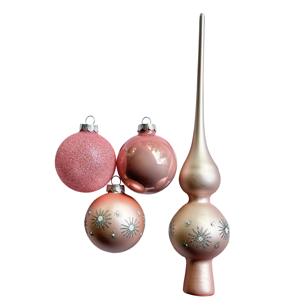 Christbaumschmuck, Kugel-Set 19 Stk., Rosa Pastell, Glas