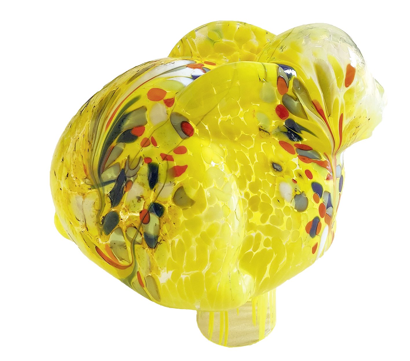 Rosenkugel 19 cm, "Dürer-Hase Gelb", Glas